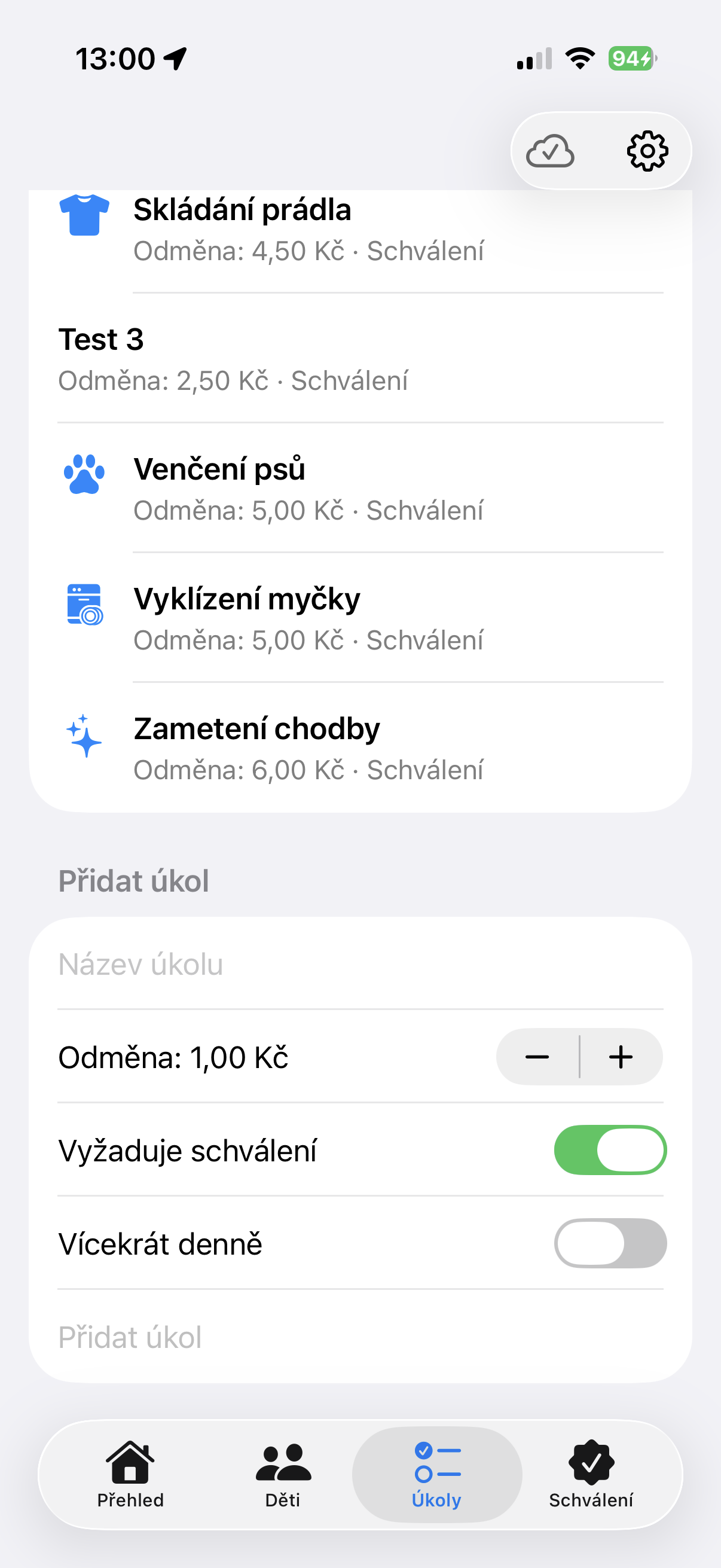 Seznam úkolů