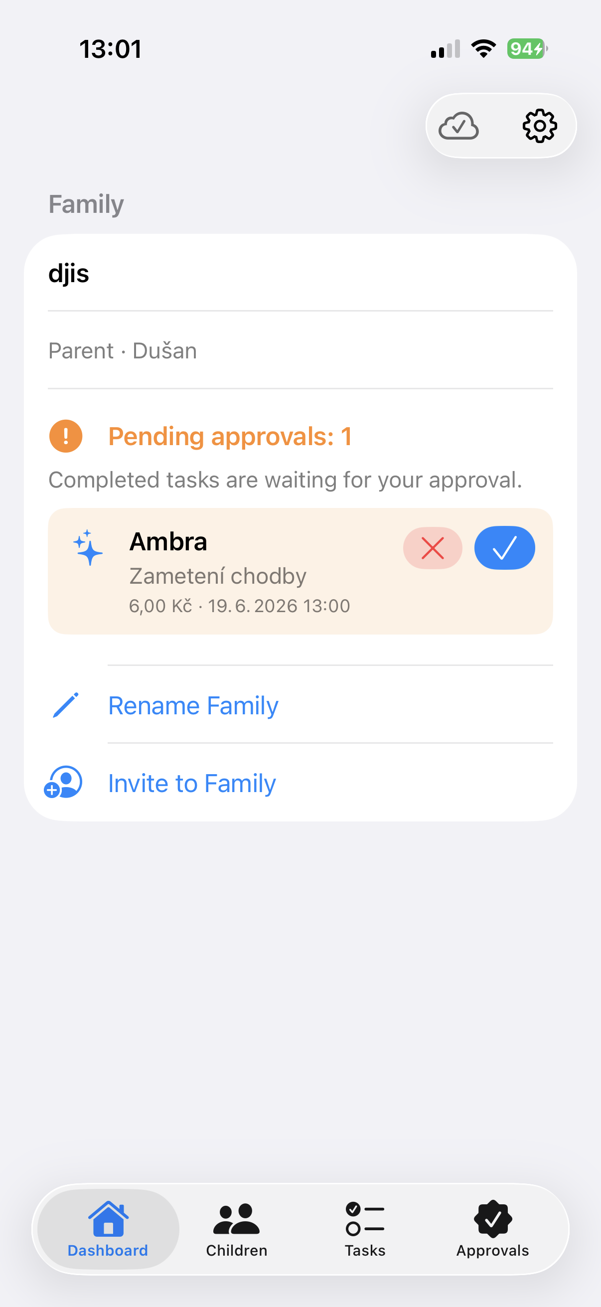 Family dashboard